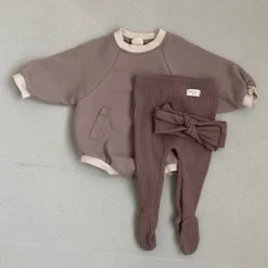 Ribbed Baby Bow | Mocha