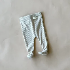 Robbie Ribbed Baby Footie | Beige