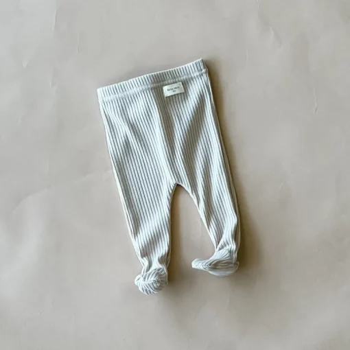 Robbie Ribbed Baby Footie | Beige