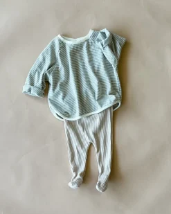 Robbie Ribbed Baby Footie | Beige