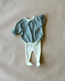 Robbie Ribbed Baby Footie | Creme