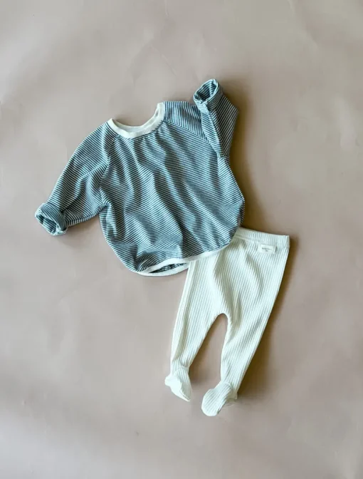 Robbie Ribbed Baby Footie | Creme