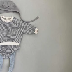 Robbie Ribbed Baby Footie | Grey