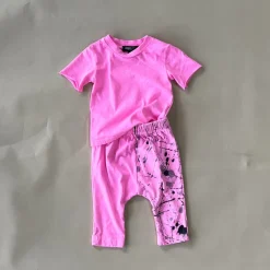 Rory-Splatter Baby Set | Pink | Short sleeve