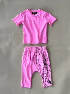 Rory-Splatter Baby Set | Pink | Short sleeve