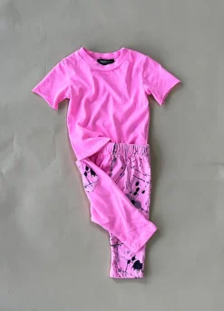 Rory-Splatter Baby Set | Pink | Short sleeve