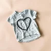 Rumor-Heart Hi-Lo top | Marble grey
