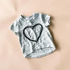 Rumor-Heart Hi-Lo top | Marble grey
