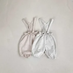 Sawyer Striped Baby overalls | Grey