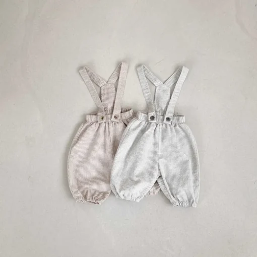 Sawyer Striped Baby overalls | Grey