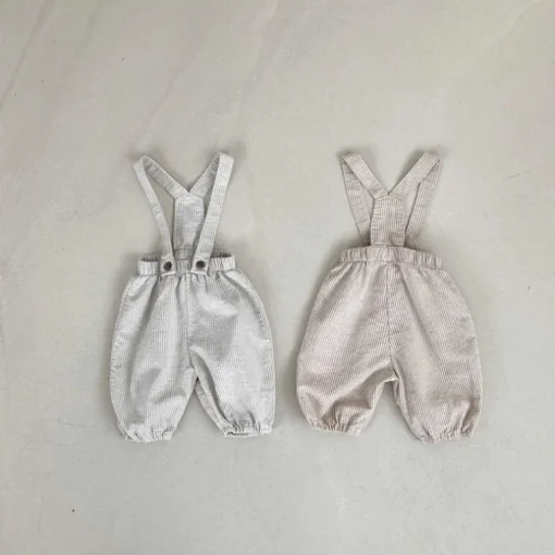 Sawyer Striped Baby overalls | Grey