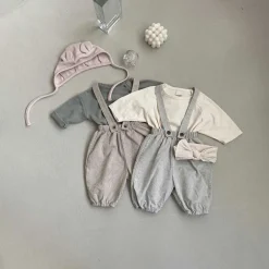 Sawyer Striped Baby overalls | Grey