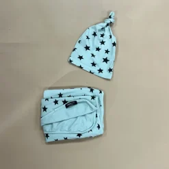 Star Hat+Swaddle Blanket set | Mint
