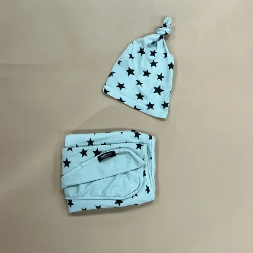 Star Hat+Swaddle Blanket set | Mint