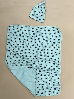 Star Hat+Swaddle Blanket set | Mint