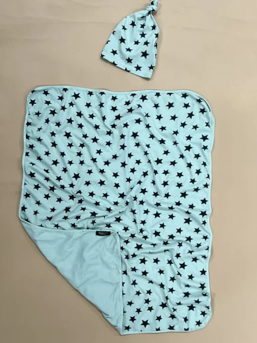 Star Hat+Swaddle Blanket set | Mint
