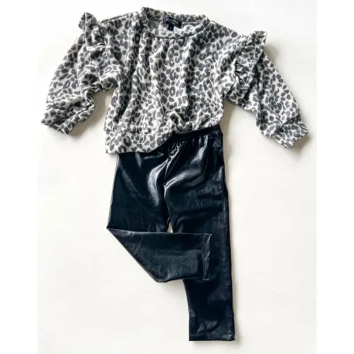 Vida-Leather Leggings | Black Metallic