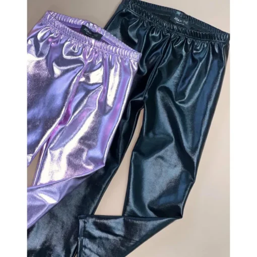 Vida-Leather Leggings | Black Metallic