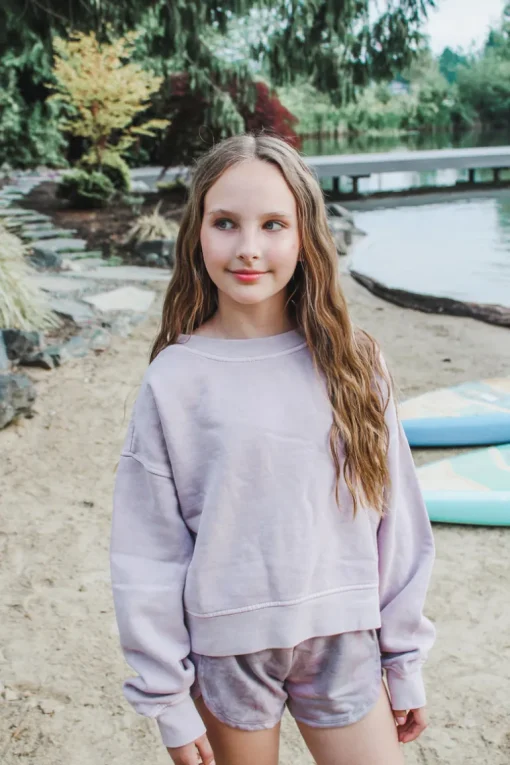Vintage Cropped Sweatshirt | Pinkish Grey | Women & Youth 10+