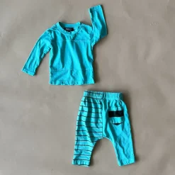 Wilen-Pinstripe Baby Set | Aqua
