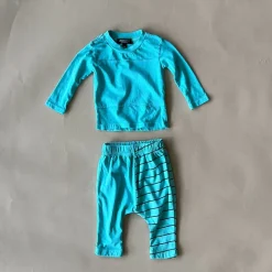 Wilen-Pinstripe Baby Set | Aqua