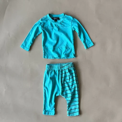Wilen-Pinstripe Baby Set | Aqua