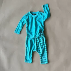 Wilen-Pinstripe Baby Set | Aqua